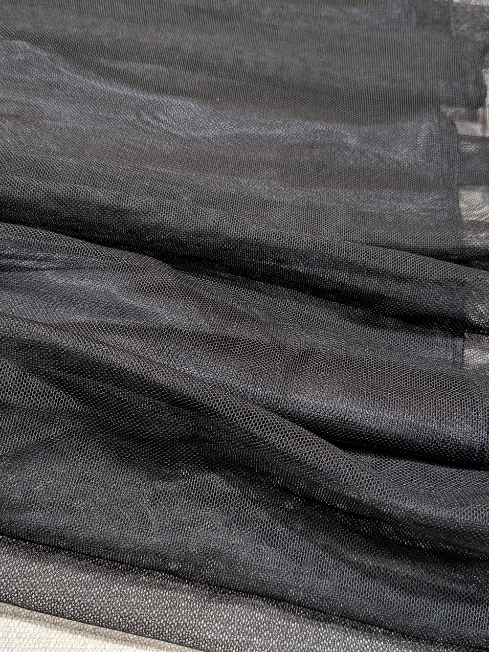 Vintage 90s Black Tulle Maxi Skirt Dark Academia Whimsigoth Gothic - Picture 4 of 12